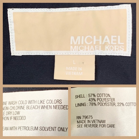 Michael Kors Navy Hooded Trench Coat Women L - Picture 8 of 8